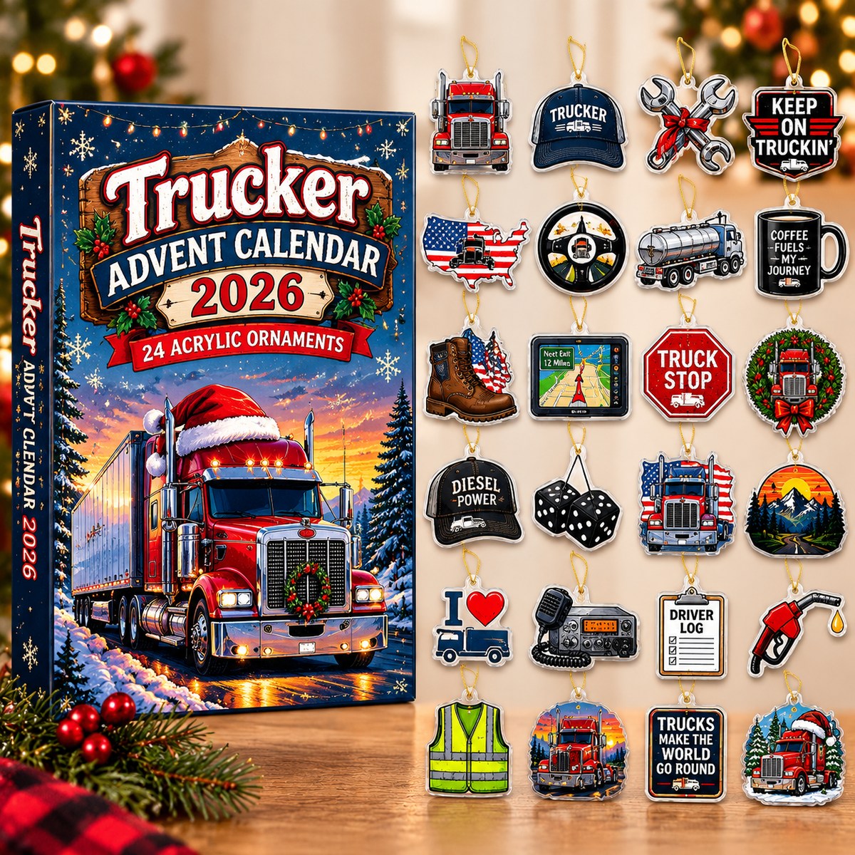 Trucker Christmas  HG Advent Calendar 2026 Acrylic Ornament Countdown Blind Box Holiday Gift