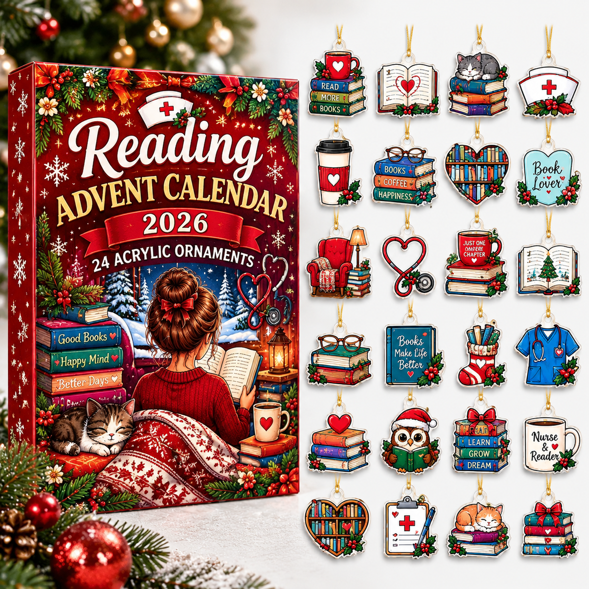 Reading Christmas Advent Calendar 2026 HG Acrylic Ornament Countdown Blind Box Holiday Gift