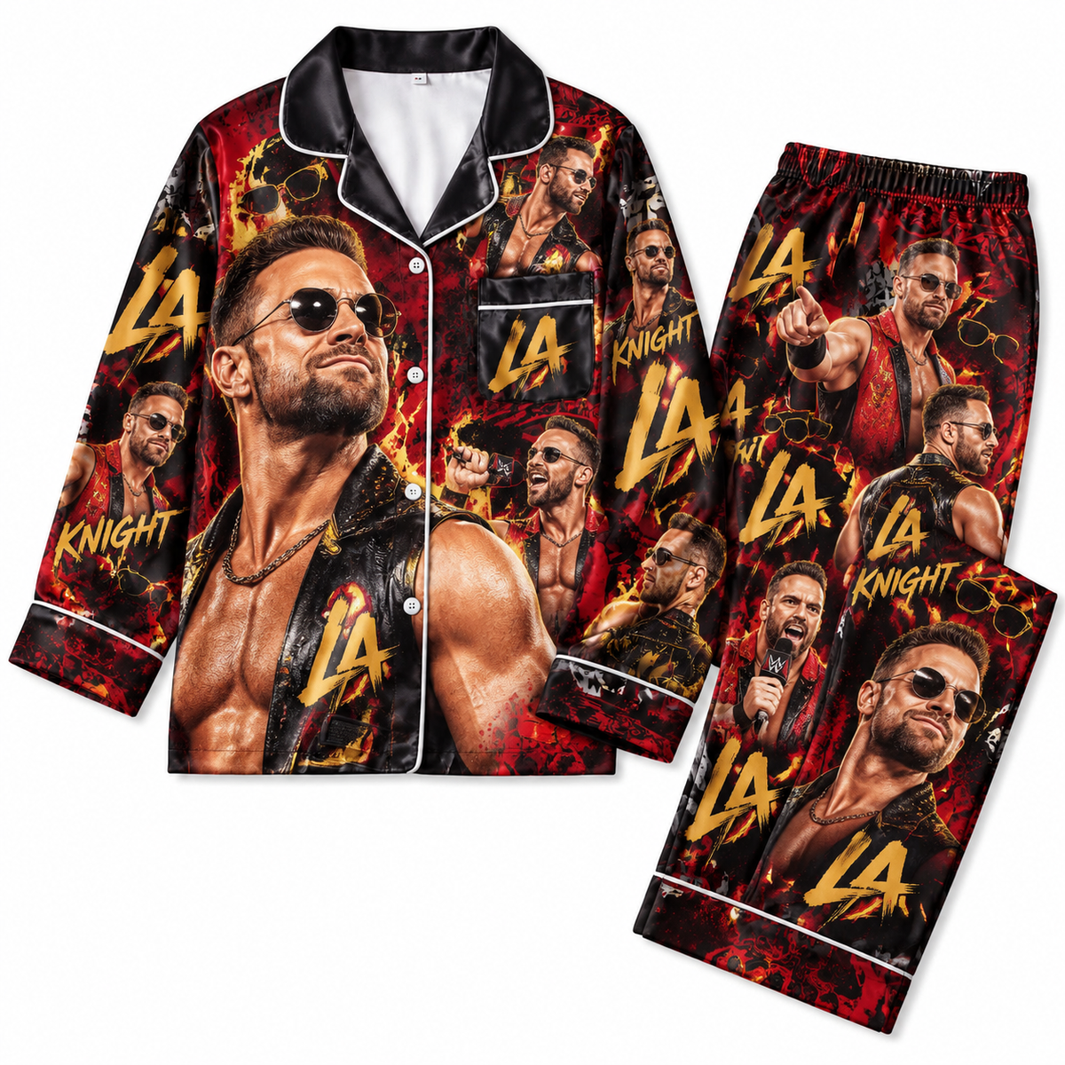 LA Knight Pajamas Set Couple Pajamas WWE HG AI Matching Pajamas WRESTLER Pj Set Gift For Girlfriend