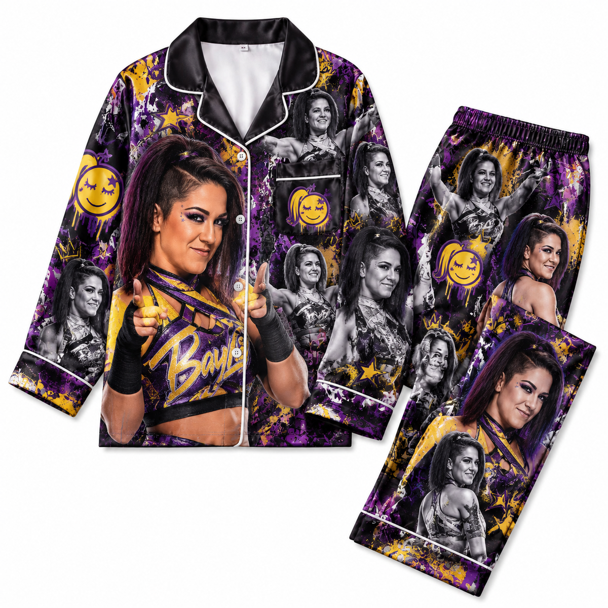 Bayley Pajamas Set, HG AI Matching Couple Wrestling Sleepwear Gift