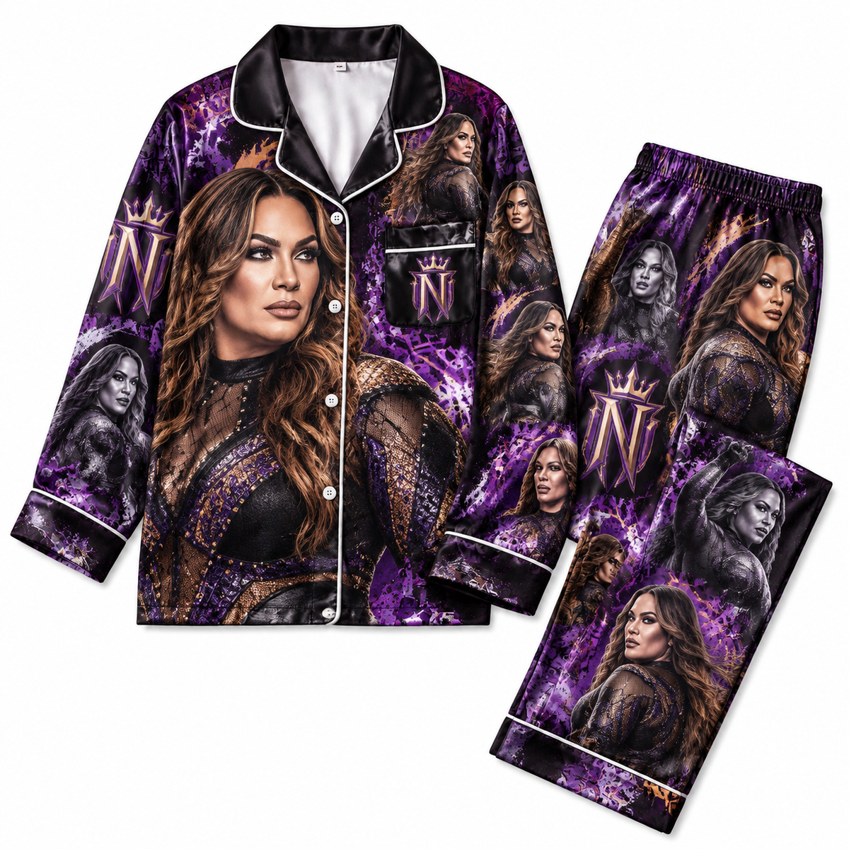 Nia Jax Pajamas Set Couple Pajamas WWE HG AI Matching Pajamas WRESTLER Pj Set Gift For Girlfriend