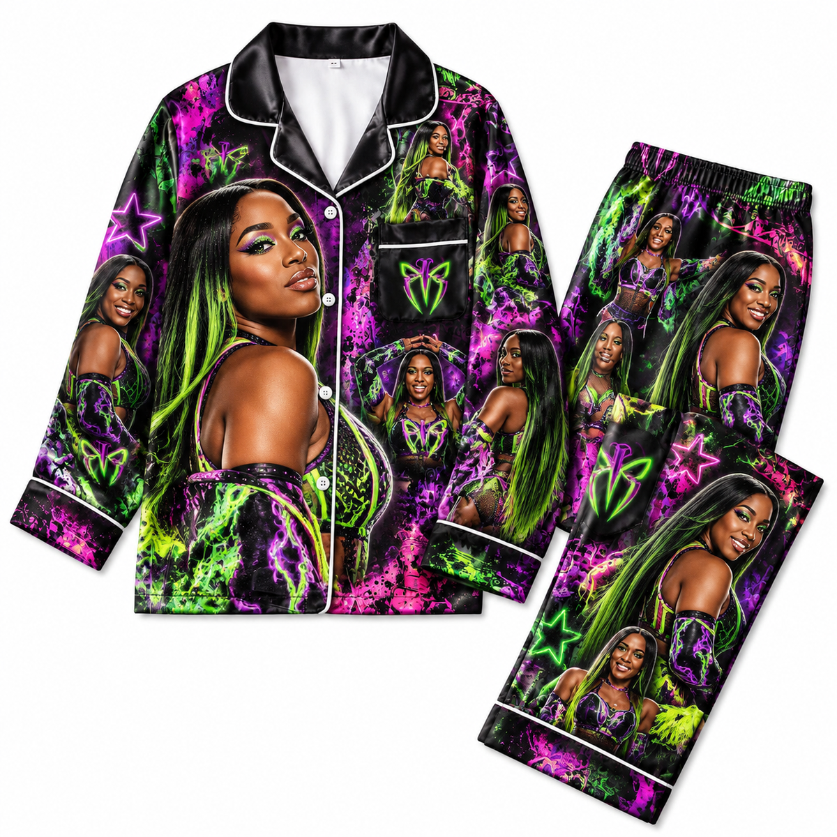 Naomi Pajamas Set Couple Pajamas WWE HG AI Matching Pajamas WRESTLER Pj Set Gift For Girlfriend