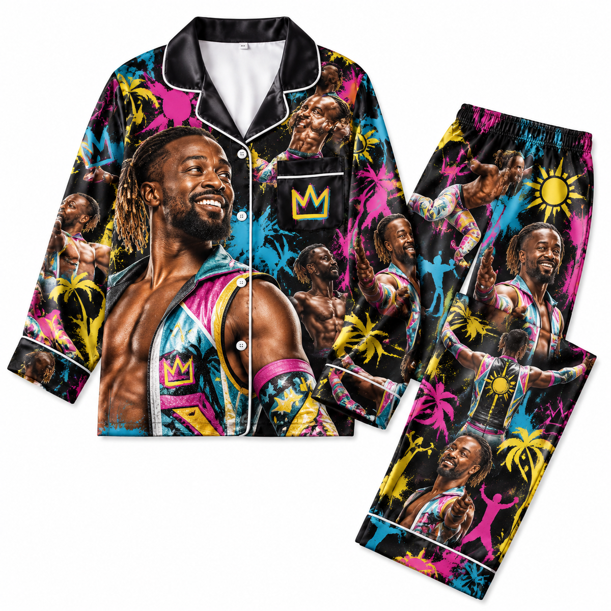 Kofi Kingston Pajamas Set Couple Pajamas WWE HG AI Matching Pajamas WRESTLER Pj Set Gift For Girlfriend