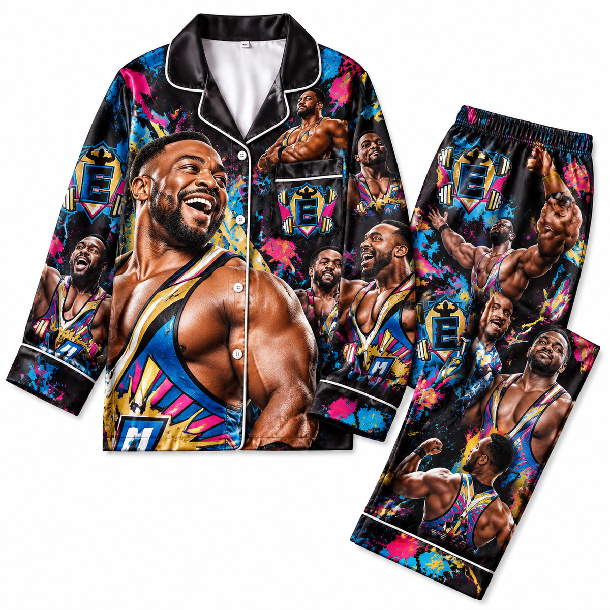 Big E Pajamas Set Couple Pajamas WWE HG AI Matching Pajamas WRESTLER Pj Set Gift For Girlfriend