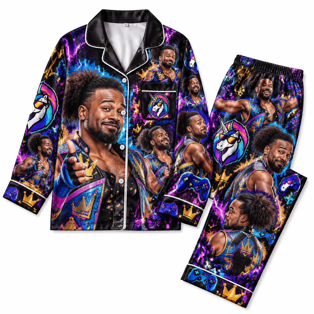 Xavier Woods Pajamas Set Couple Pajamas WWE HG AI Matching Pajamas WRESTLER Pj Set Gift For Girlfriend