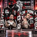 Cm Punk Wwe Baseball Jacket, HG AI Wrestling Varsity Style Polyester Outerwear For Adults And Kids