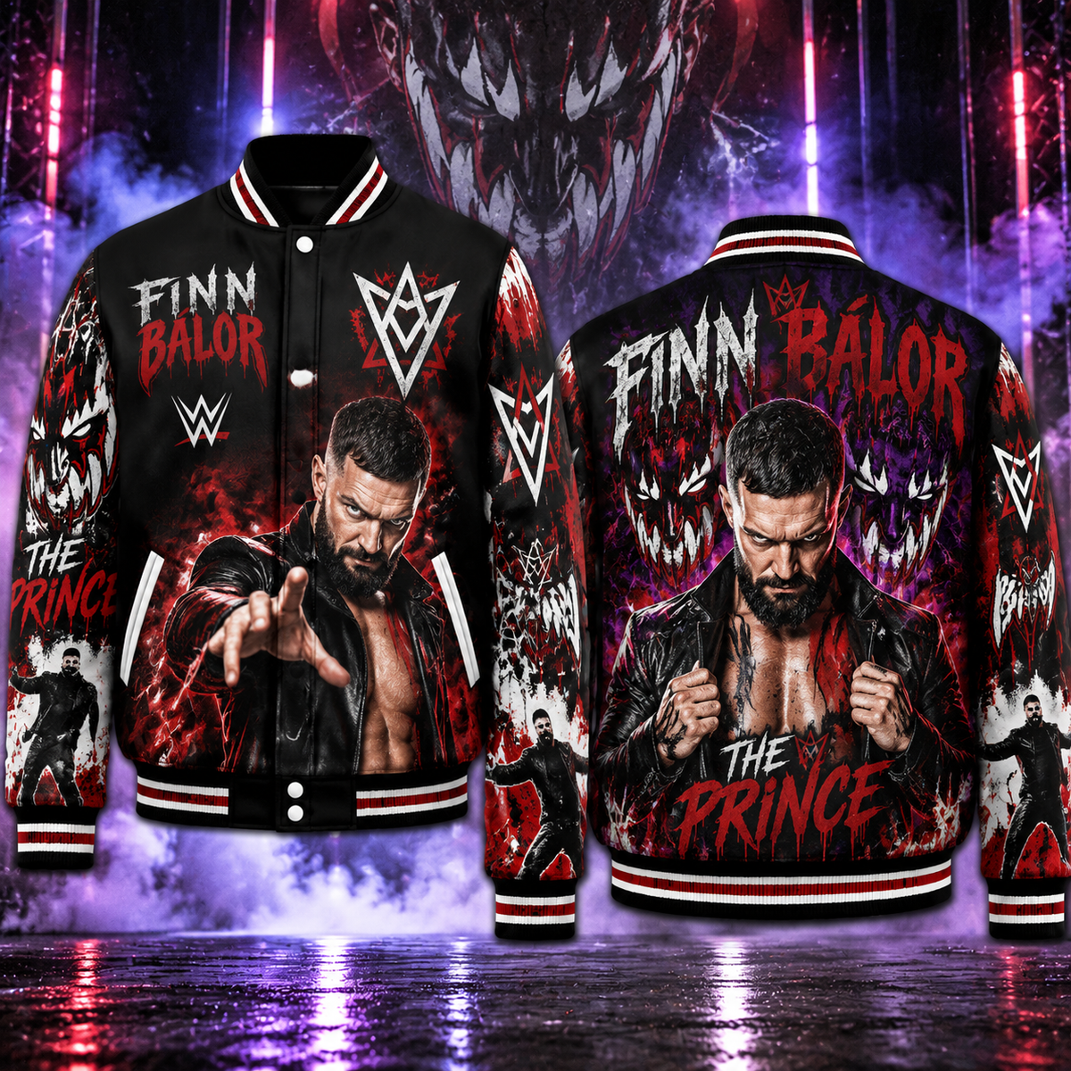 Finn Balor WWE Baseball Jacket HG AI Adult and Kid size HG Varsity Jacket
