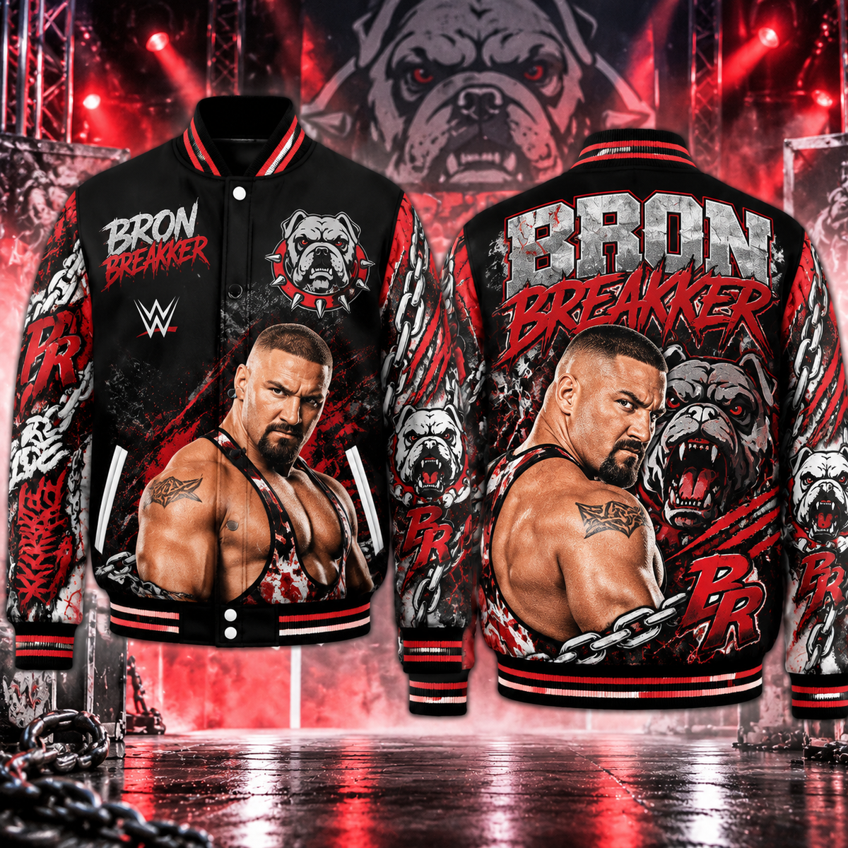 Bron Breakker Baseball Jacket, HG AI Wrestling Inspired Varsity Style Polyester Outerwear For Adults And Kids