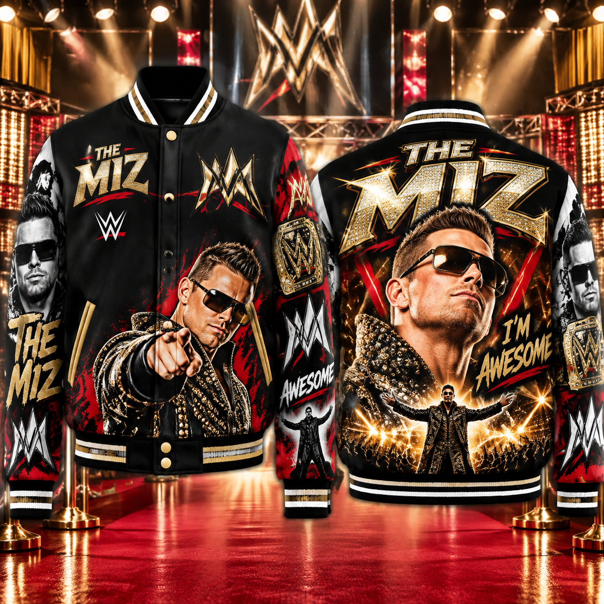 The Miz WWE Baseball Jacket HG AI Adult and Kid size HG Varsity Jacket
