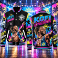 Kofi Kingston WWE Baseball Jacket HG AI Adult and Kid size HG Varsity Jacket