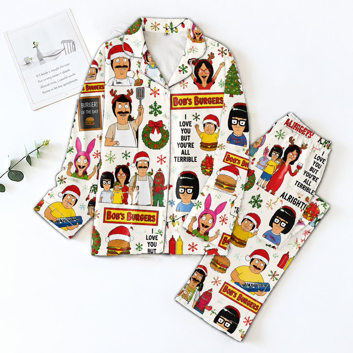 Bob's Burgers Pyjama Pajamas Set HG AI Christmas Family Matching Pajamas