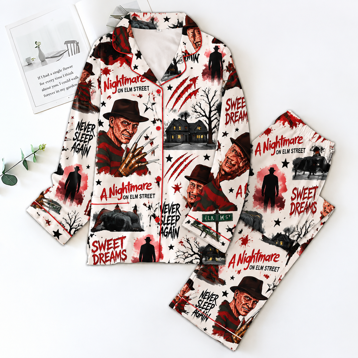A Nightmare On Elm Street Pyjama Pajamas Set, HG AI Christmas Horror Matching Sleepwear