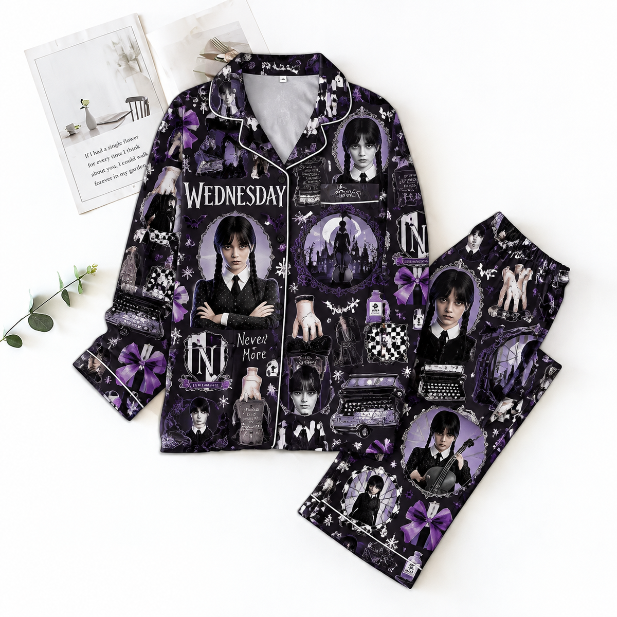 Wednesday Pyjama Pajamas Set HG AI Christmas Family Matching Pajamas