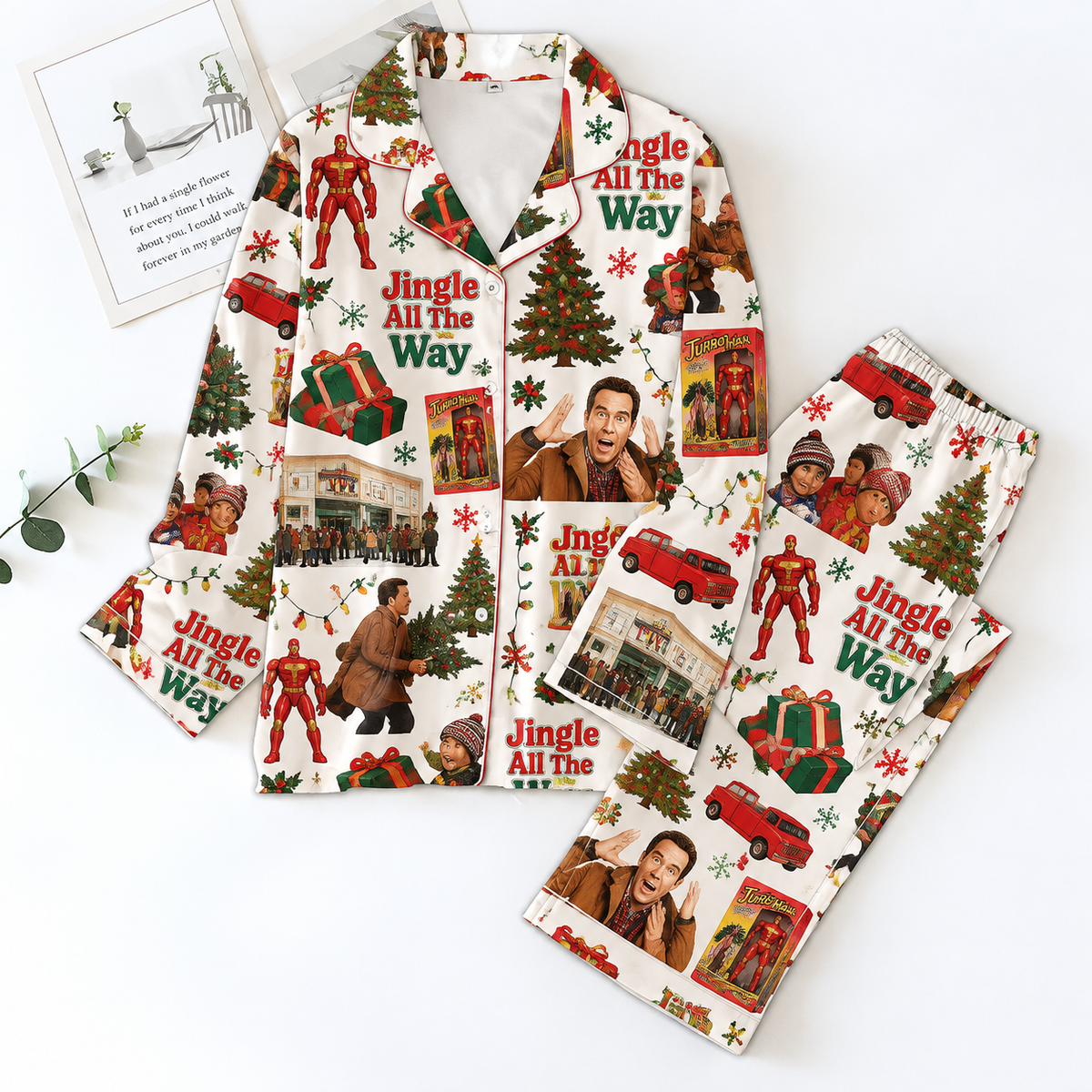 Jingle All the Way Pyjama Pajamas Set HG AI Christmas Family Matching Pajamas