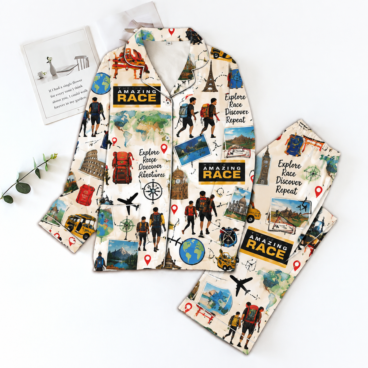 The Amazing Race Pyjama Pajamas Set HG AI Christmas Family Matching Pajamas