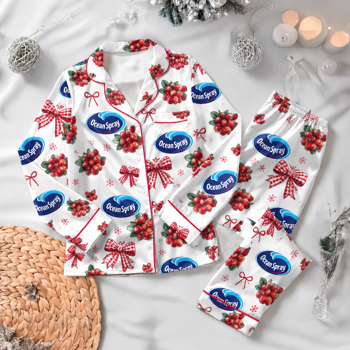 Ocean Spray Pyjama Pajamas Set HG AI Christmas Family Matching Pajamas