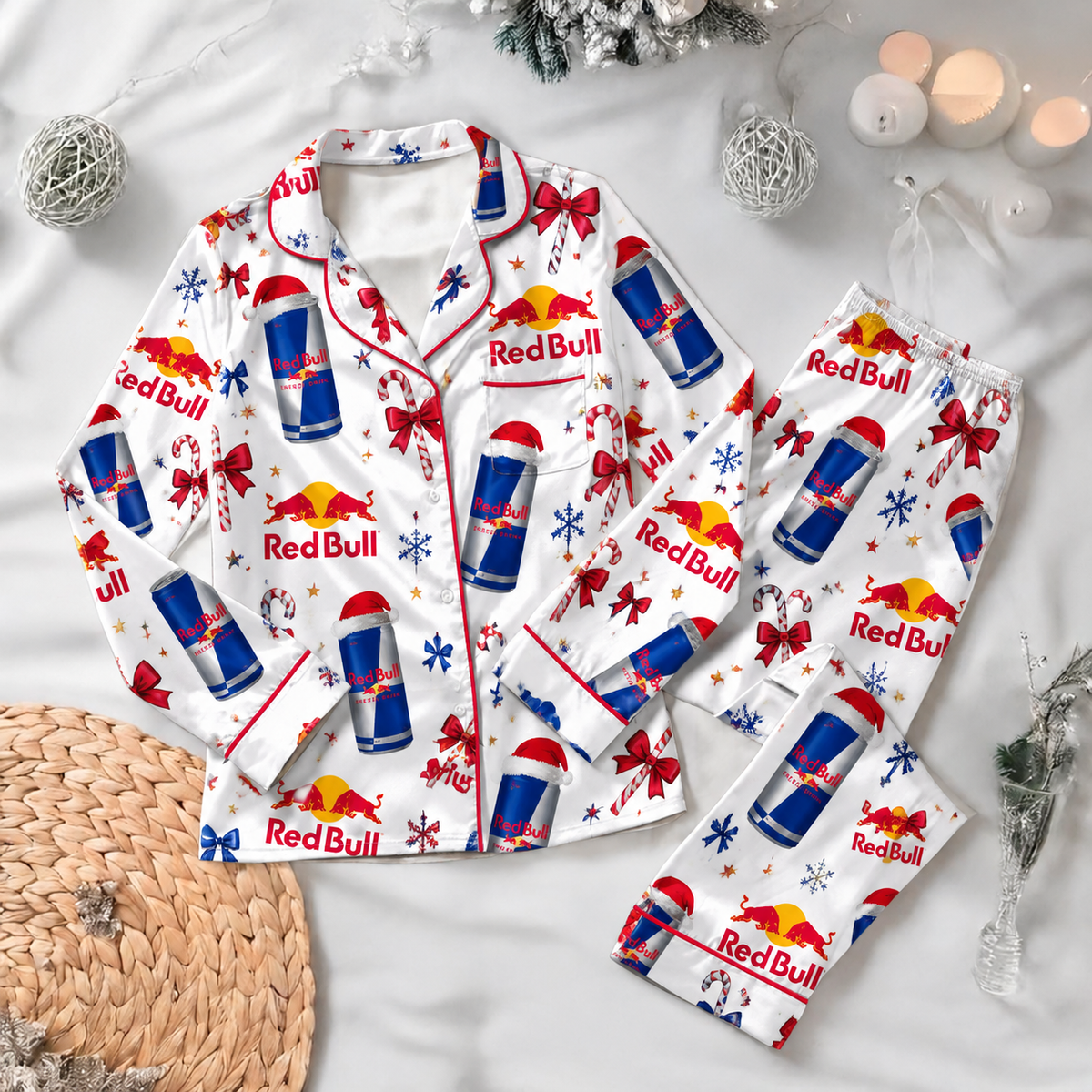 Red Bull Pyjama Pajamas Set HG AI Christmas Family Matching Pajamas