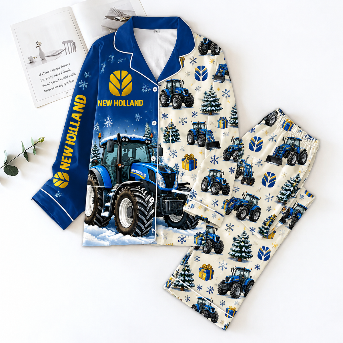 New Holland Pyjama Pajamas Set HG AI Gift For Farmer Christmas Family Matching Pajamas