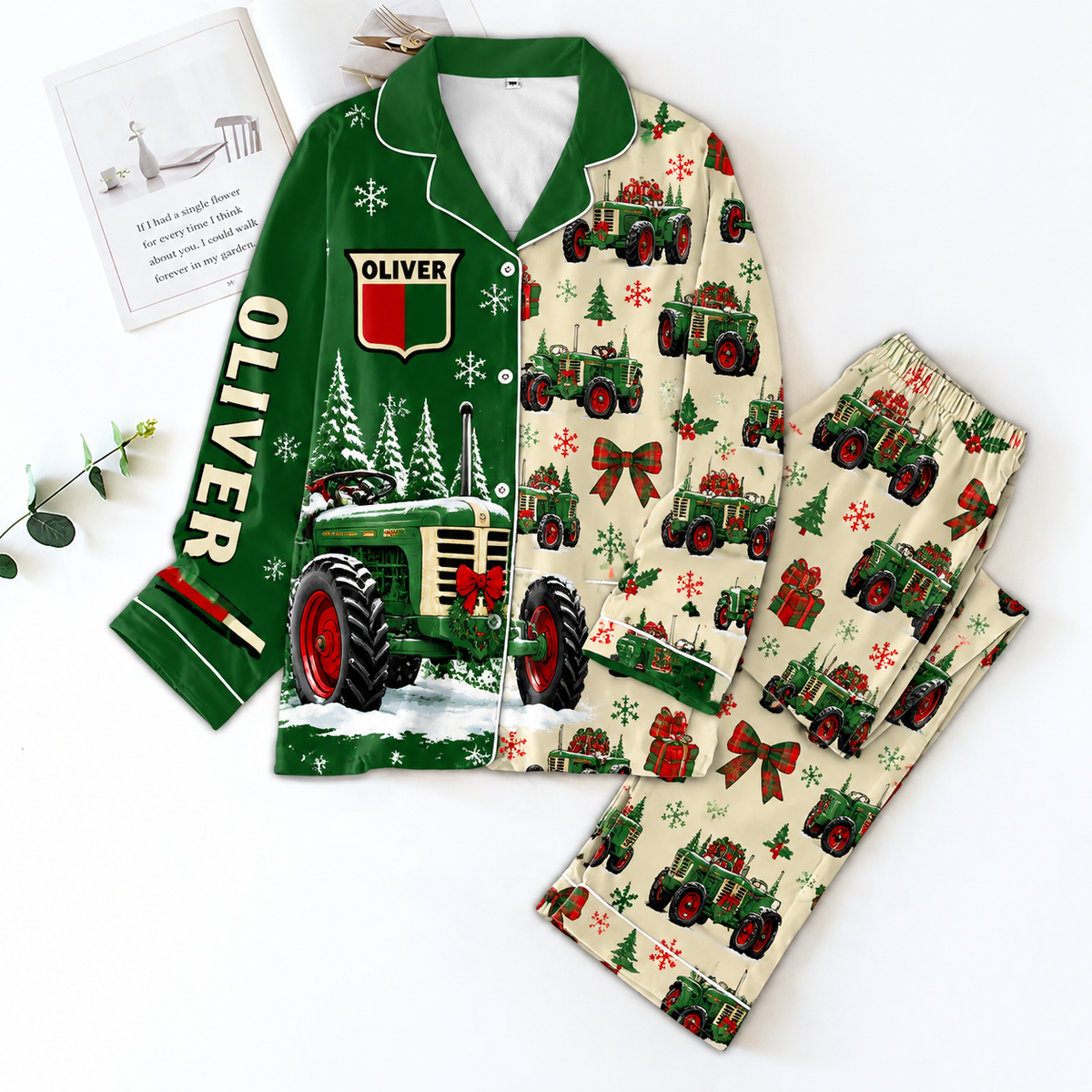 Oliver Pyjama Pajamas Set HG AI Gift For Farmer Christmas Family Matching Pajamas