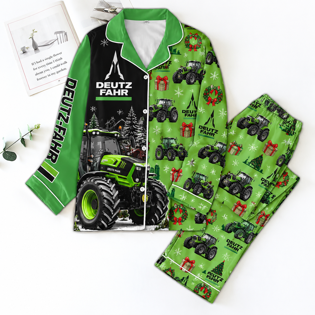Deutz-Fahr Pyjama Pajamas Set HG AI Gift For Farmer Christmas Family Matching Pajamas