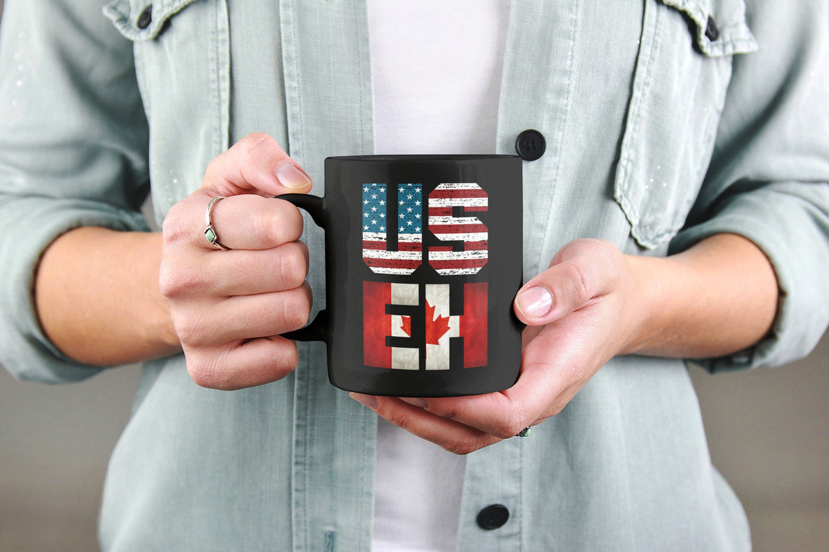 US EH Canada America Mug, Canadian American Flag Mug, Funny Canada US Coffee Cup, Funny Gifts, Labor Day, Dual Citizen Gifts LTN