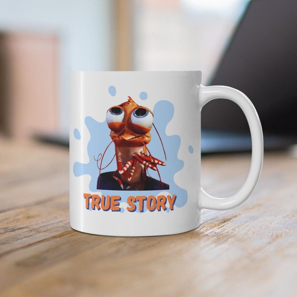 Shark Tale Shrimp 'True Story' Monologue Mug - Funny Mug - Gifts for Her - Humour Mug - Gifts for Him - Novelty - TikTok Meme - 11oz/15oz Mug LTN