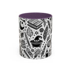 Mystical Themed Accent Coffee Mug, Witchy Mug, Black and White Design, Ideal Gift for Witches, Halloween Decor, Cozy Vibes, Coffee Lovers LTN