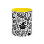Mystical Themed Accent Coffee Mug, Witchy Mug, Black and White Design, Ideal Gift for Witches, Halloween Decor, Cozy Vibes, Coffee Lovers LTN