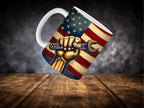 Labor Day Patriotic Mug – 11 oz and 15 oz Sublimation Design with Wrench & Flag LTN