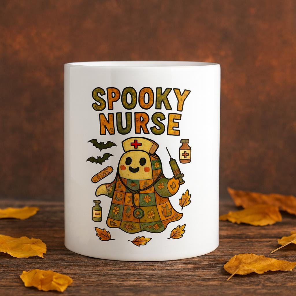 Spooky Nurse Halloween Mug: Funny Fall Coffee Cup for Medical Workers LTN