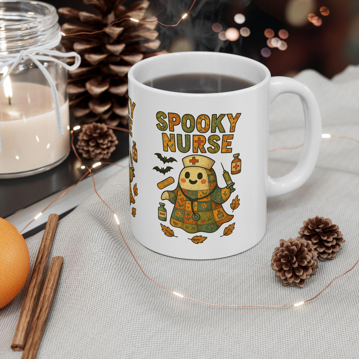 Spooky Nurse Halloween Mug: Funny Fall Coffee Cup for Medical Workers LTN