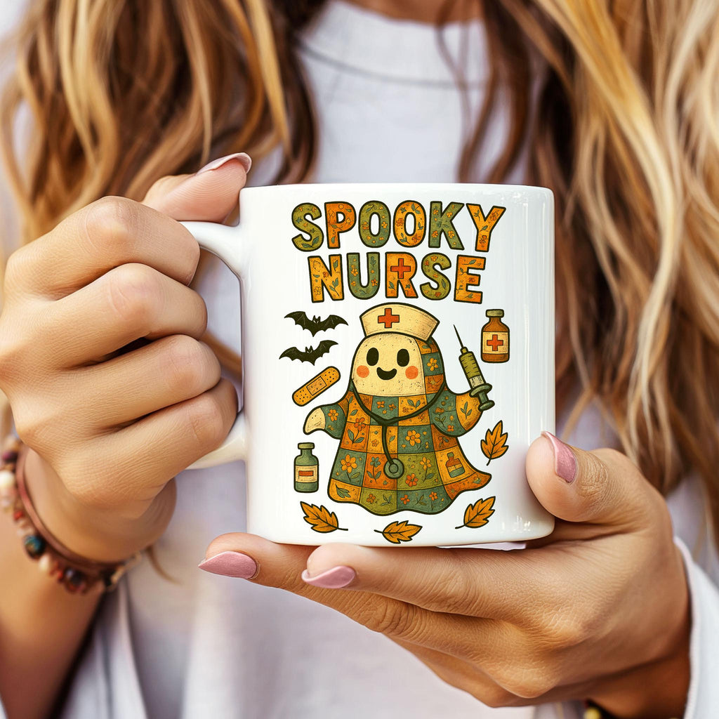 Spooky Nurse Halloween Mug: Funny Fall Coffee Cup for Medical Workers LTN