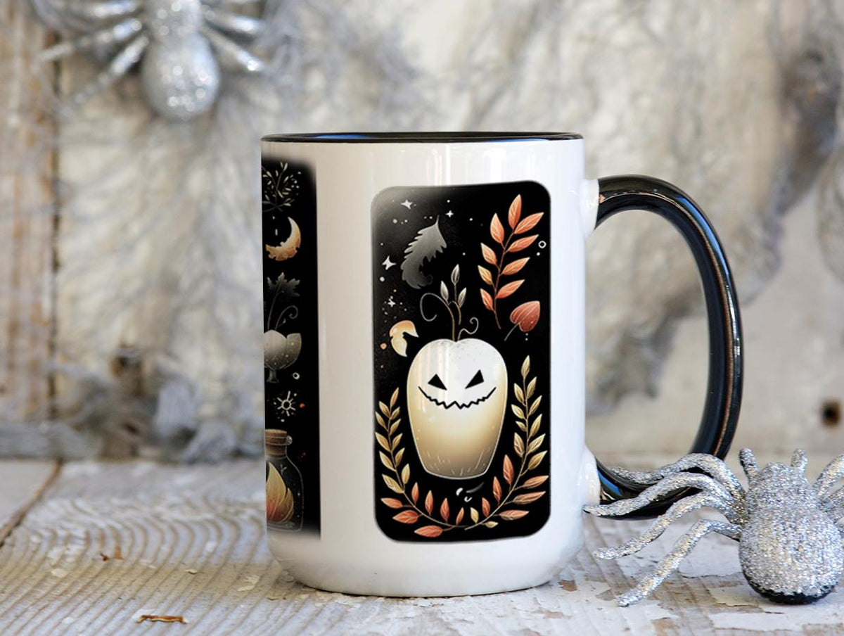 Halloween Mug with Ghost & Pumpkin – Cozy Fall Coffee Cup, Cute Spooky Decor, Autumn Vibes, Double-Sided Cottagecore Gift LTN