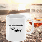 I love wine and sharks ceramic mug LTN