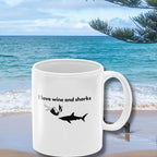 I love wine and sharks ceramic mug LTN