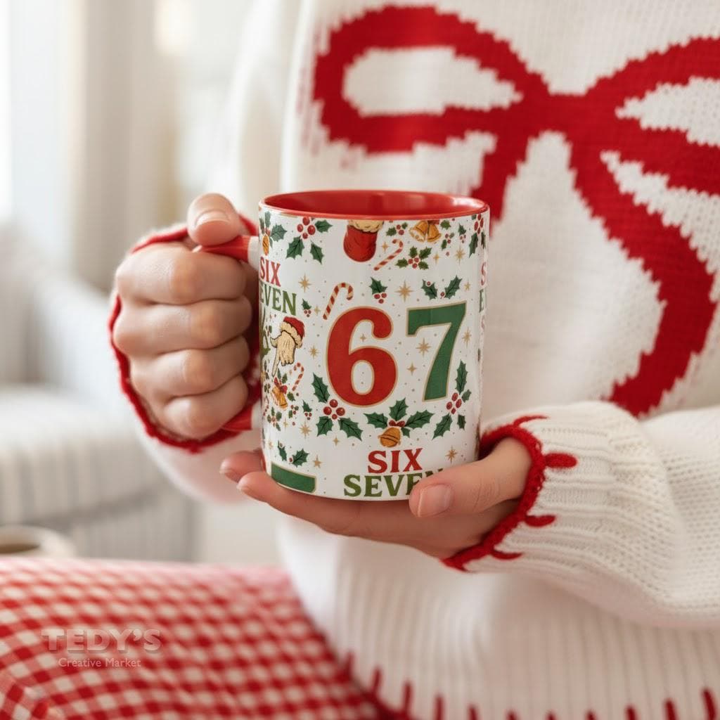67 Christmas Accent Mug, 6 7 Mug, Six Seven Christmas Accent Coffee Mug (11, 15oz) LTN
