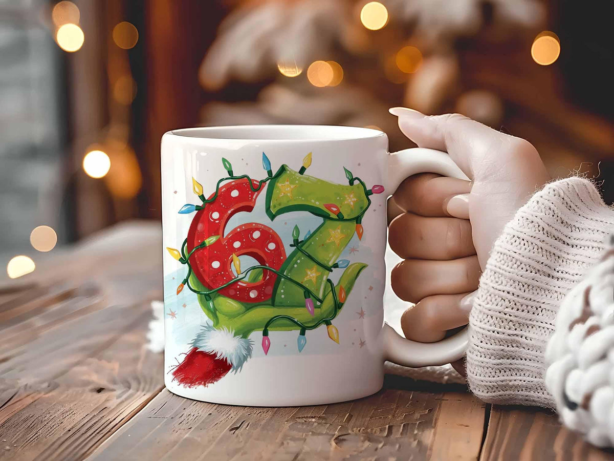 Grinch 6 7 Christmas Mug Sublimation Design, Six Seven Meme Christmas Mug LTN