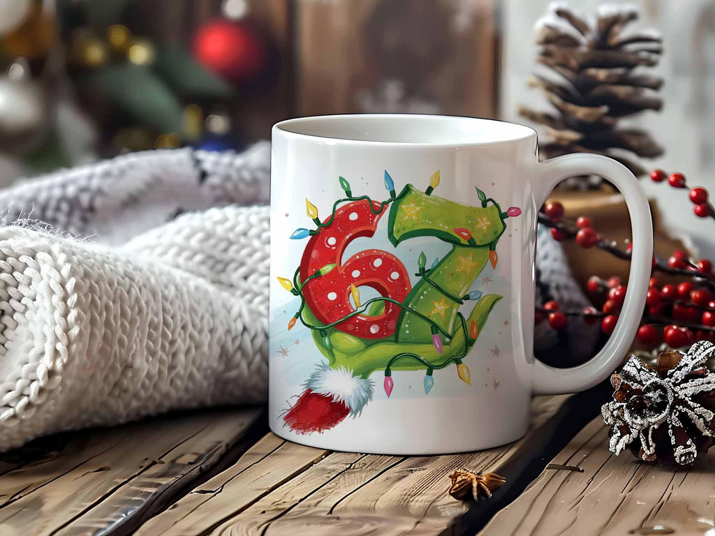 Grinch 6 7 Christmas Mug Sublimation Design, Six Seven Meme Christmas Mug LTN