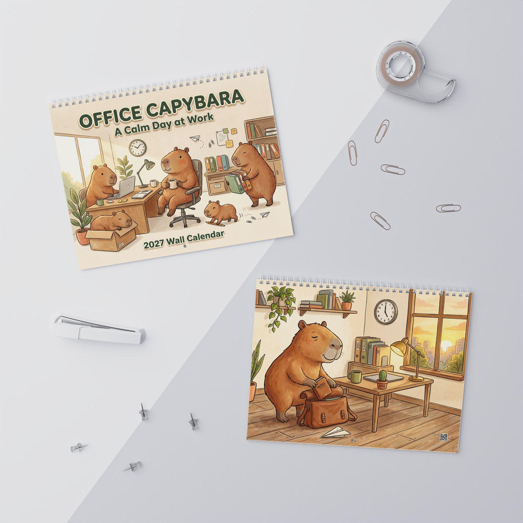 Office Capybara 2027 Wall Calendar, Funny Office Calendar, Cute Capybara Gift, Work Desk Decor, Coworker Gift, Office Humor