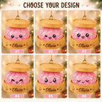 Personalized Glitter Dumpling Ornament, Custom Name Kawaii Dumpling Christmas Ornament, Dumpling Lover Gift, Kids Holiday Keepsake