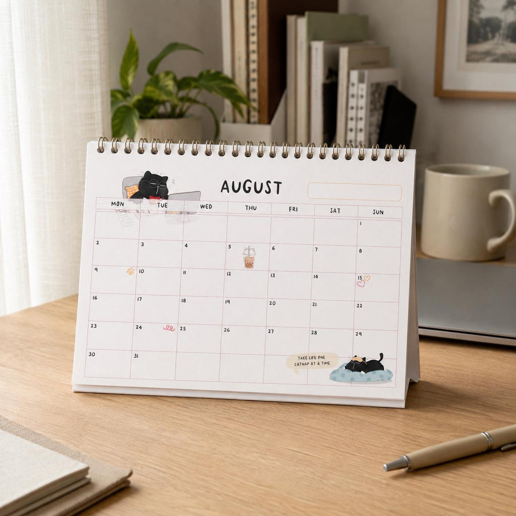 2027 Desk Calendar, Funny Cat Calendar, A5 Standing Desk Calendar, Monthly Planner Gift for Cat Lovers, A5