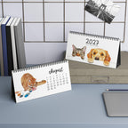 2027 Watercolor Cats & Dogs Desk Calendar | Monthly Pet Desktop Calendar