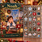 Personalized Doctor Advent Calendar HG, 24 Medical Christmas Charms, Custom Name Future Doctor Gift, Holiday Countdown Box