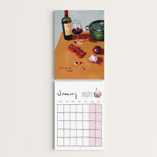 2027 Food Themed Wall Calendar by Amelia Jayne, Hand-Drawn Tablescapes (A4)