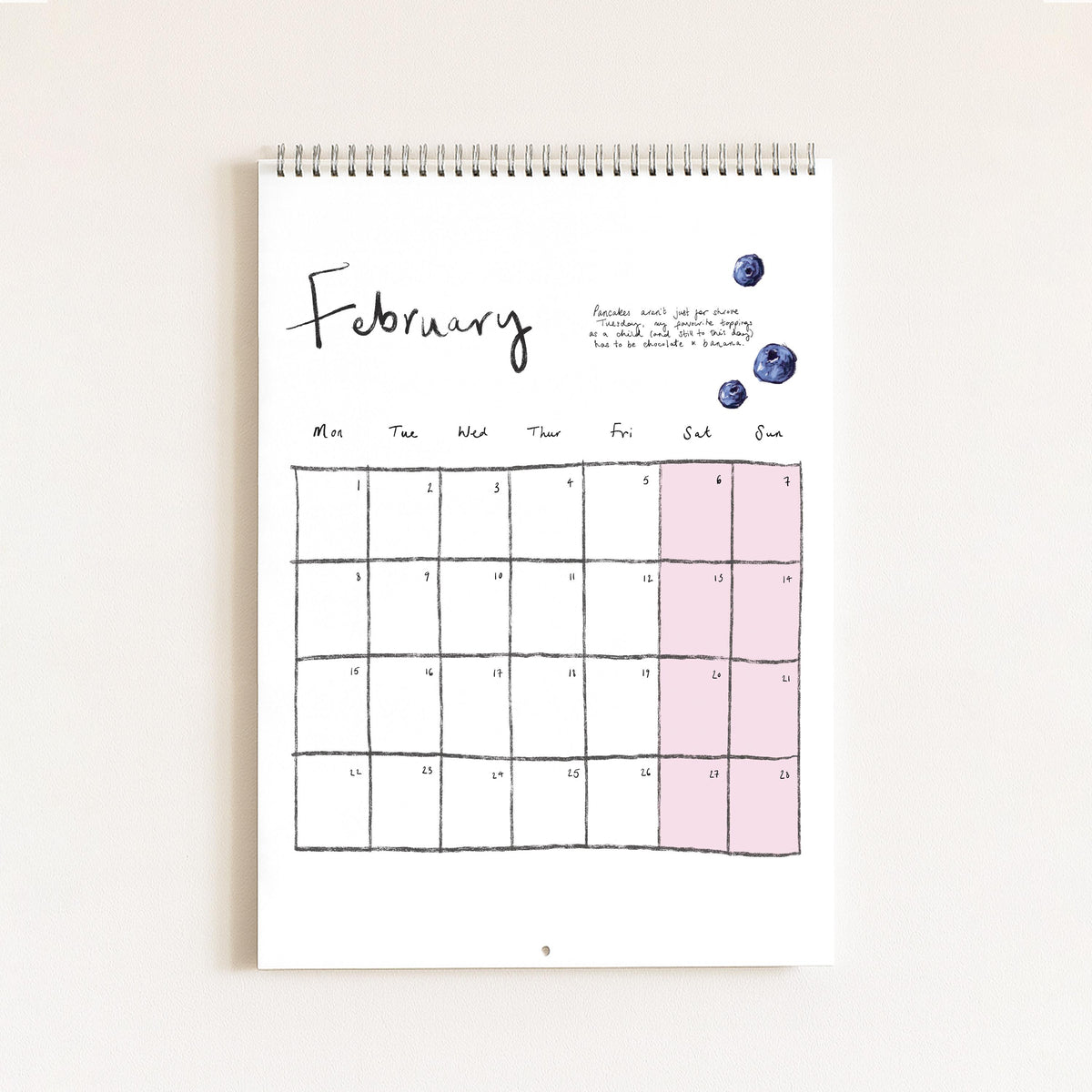2027 Food Themed Wall Calendar by Amelia Jayne, Hand-Drawn Tablescapes (A4)
