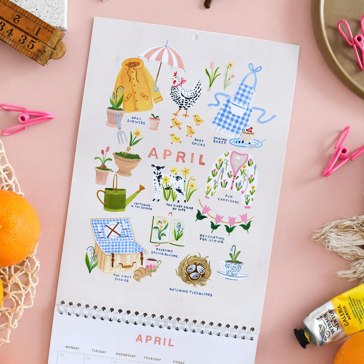 Calendar, 2027 Slow Living Calendar, Monthly Calendar, Wall Calendar, Illustrated 12 Month Calendar, Gift for her, Wall Decor, Cottage Core