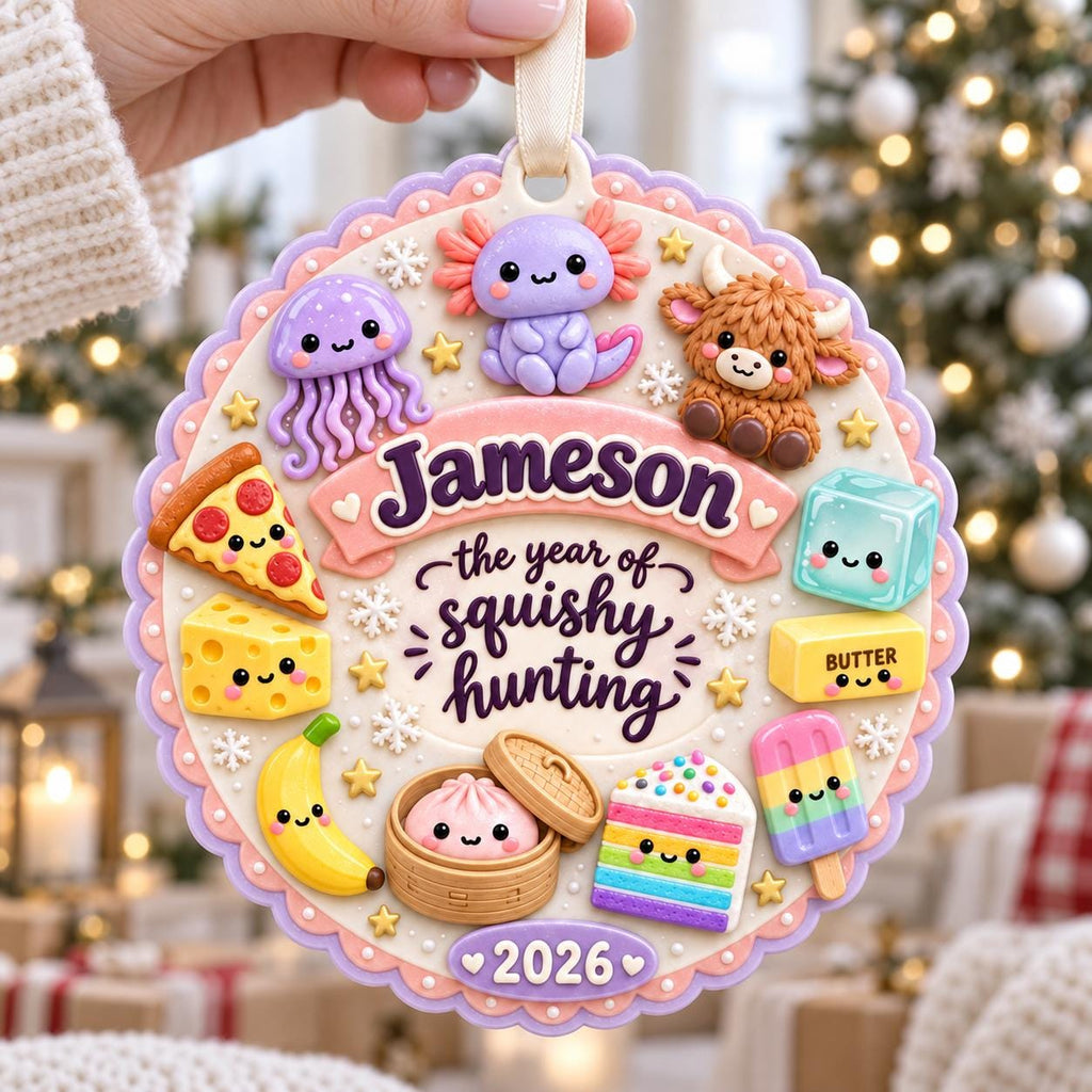 Personalized Squishy Hunting Christmas Ornament 2026, Kawaii Squishies Decor, Kids Christmas, Cute Squishy Ornament,Viral Toy Collector Gift