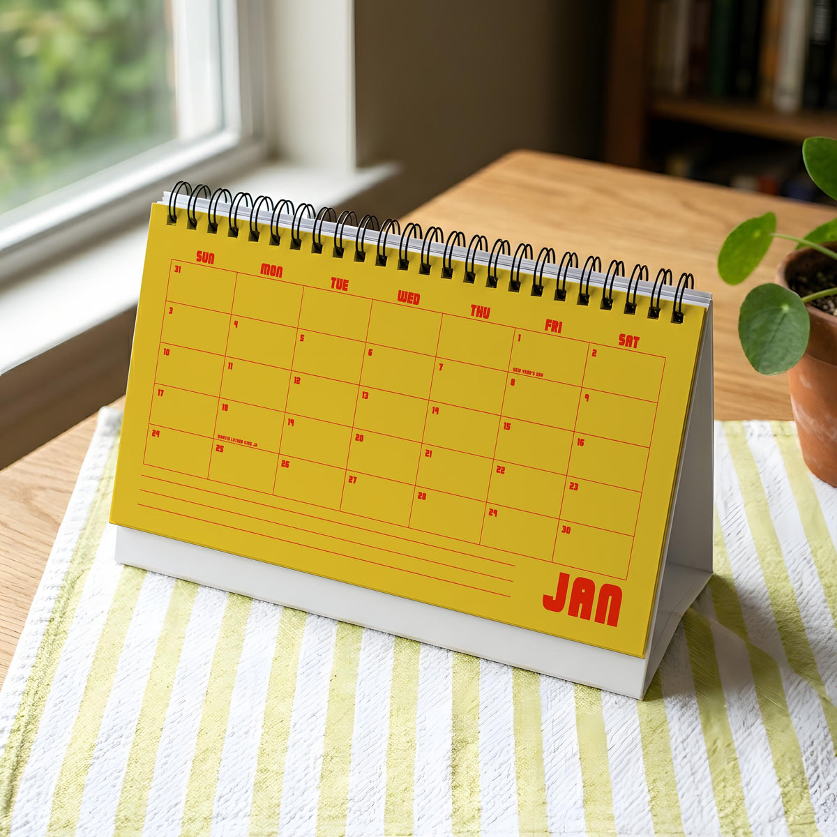 2027 Retro Desk Calendar, Recycled Paper, Office Organizer, Free Standing Planner