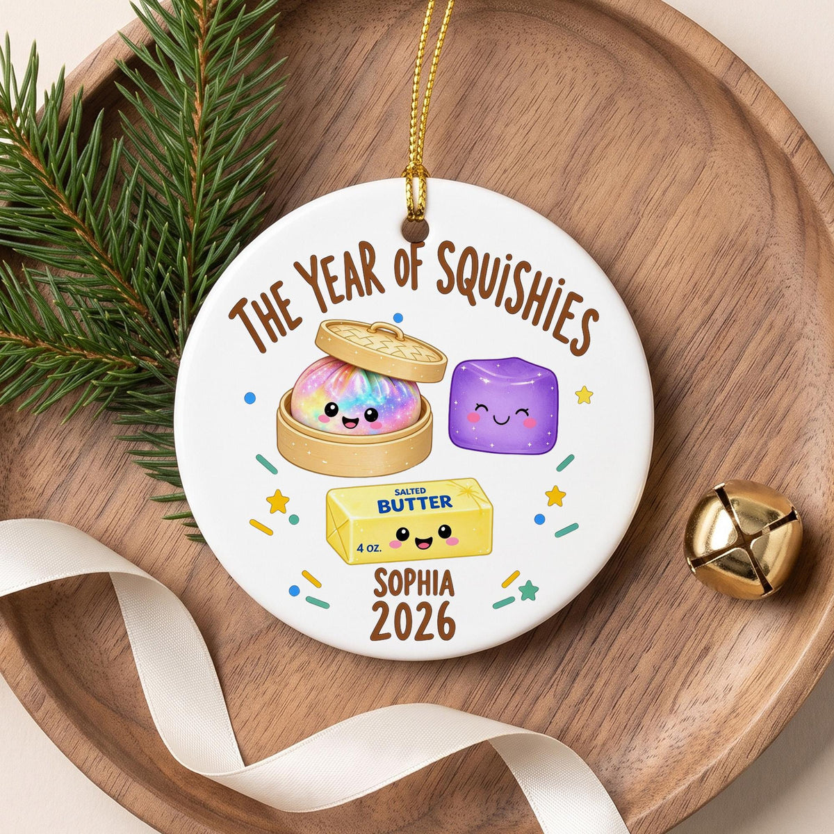 Custom Squishy Ornament with Name, Personalized Christmas Ornament, The Year of Squishies Tree Decor, Holiday Gift for Kids and Collectors