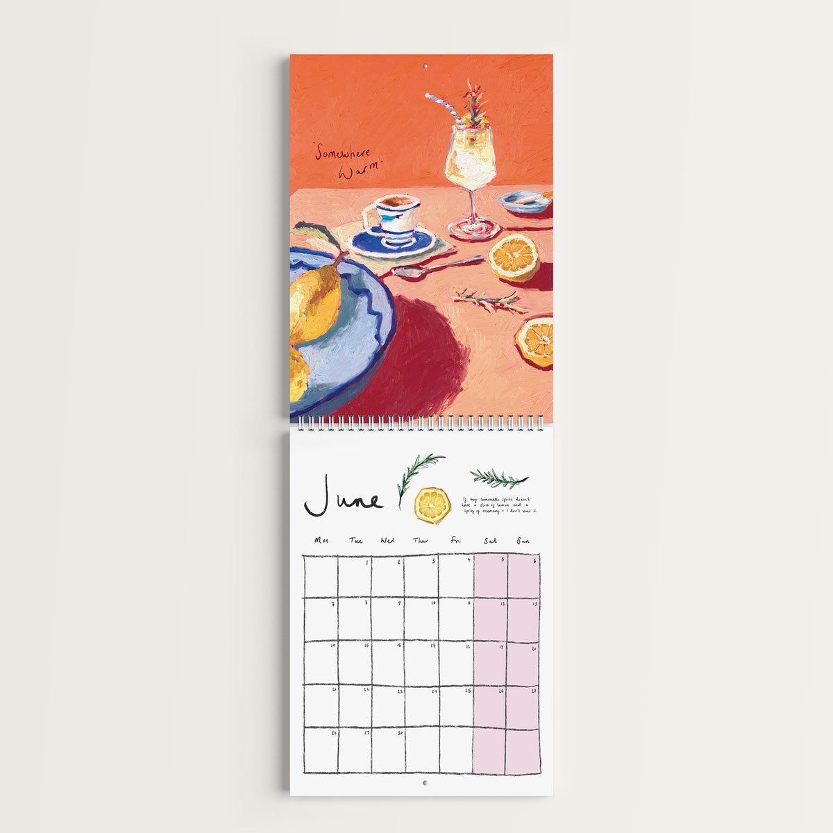 2027 Food Themed Wall Calendar by Amelia Jayne, Hand-Drawn Tablescapes (A4)